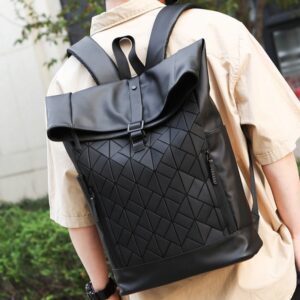 Unisex Waterproof Backpack – 15″ Laptop Compartment, Anti-Theft Design, PU Leather With Diamond Quilting (Black/Style