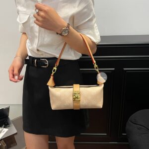 Women’s European Dune Color Shoulder Monogram Canvas Print Versatile Crossbody Bag New Style