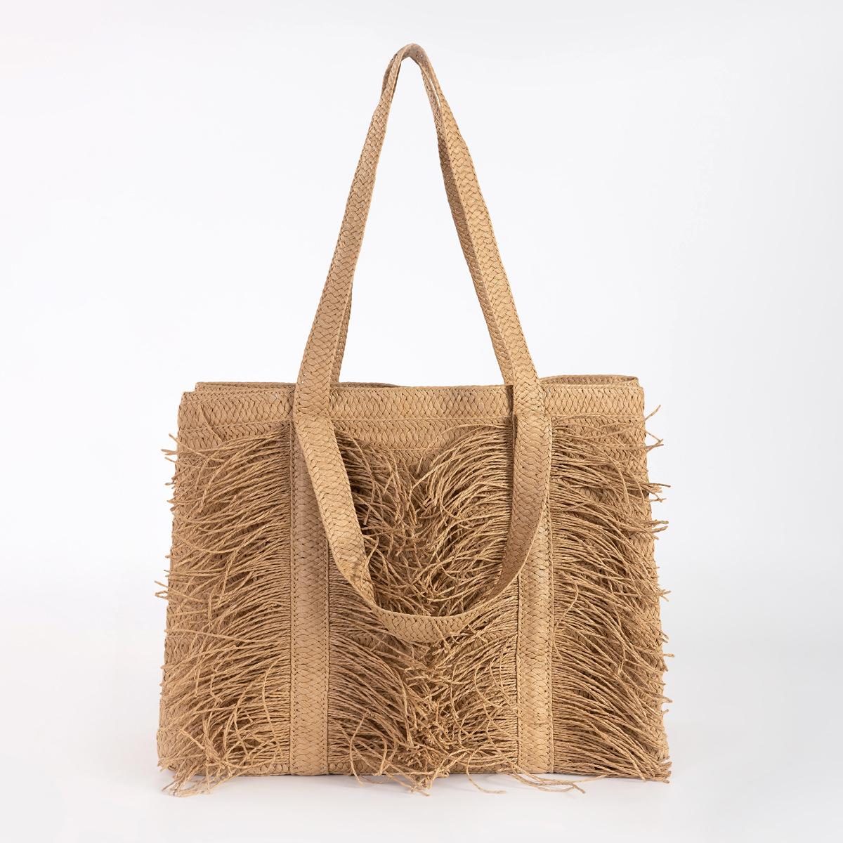 Raffia Tote With Fringe - Handwoven Straw Beach Bag For Women (2026 Summer Collection)
