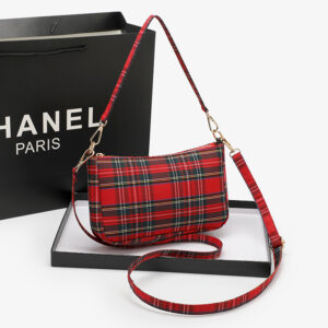 Women’s bags 2026 Korean version of the new Internet celebrity plaid baguette armpit canvas literary retro cross-body