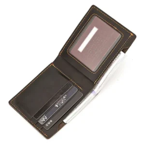 Crazy Horse Leather Simple 80% Off With Slots Photo Slot Men’s Wallet Top Layer Cowhide Card Holder