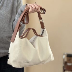 Handmade Japanese Korean Style Canvas Tote Simple Fashionable Commuting Artistic Casual Versatile Student Handbag