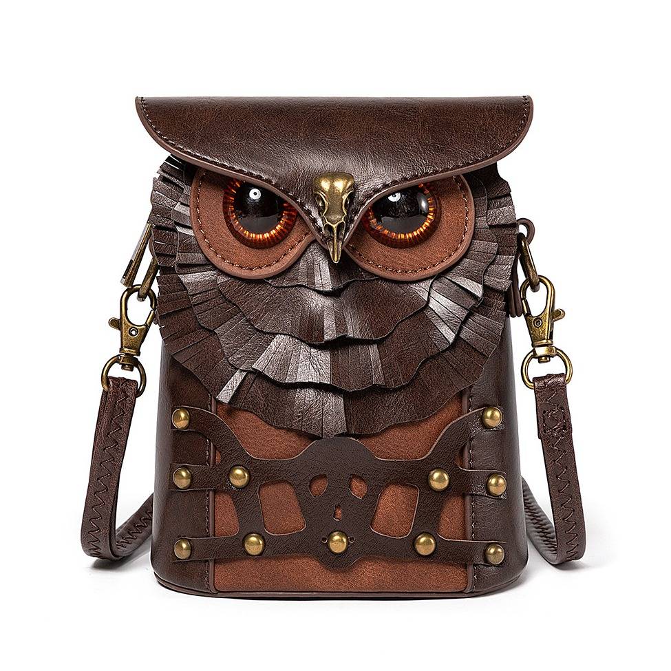 New Retro Punk Style Women's Shoulder Crossbody Creative Owl Mini Coin Purse Bag