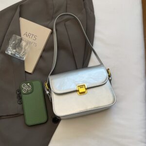 Minimalist Elegant Patent Leather Small Square For Women 2026 New Lock Crossbody Solid Color Versatile Shoulder Underarm