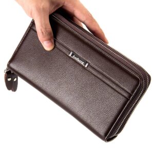 Designer fashion men’s wallet brand Fashion Casual Business double zipper large capacity clutch bag, gift to father