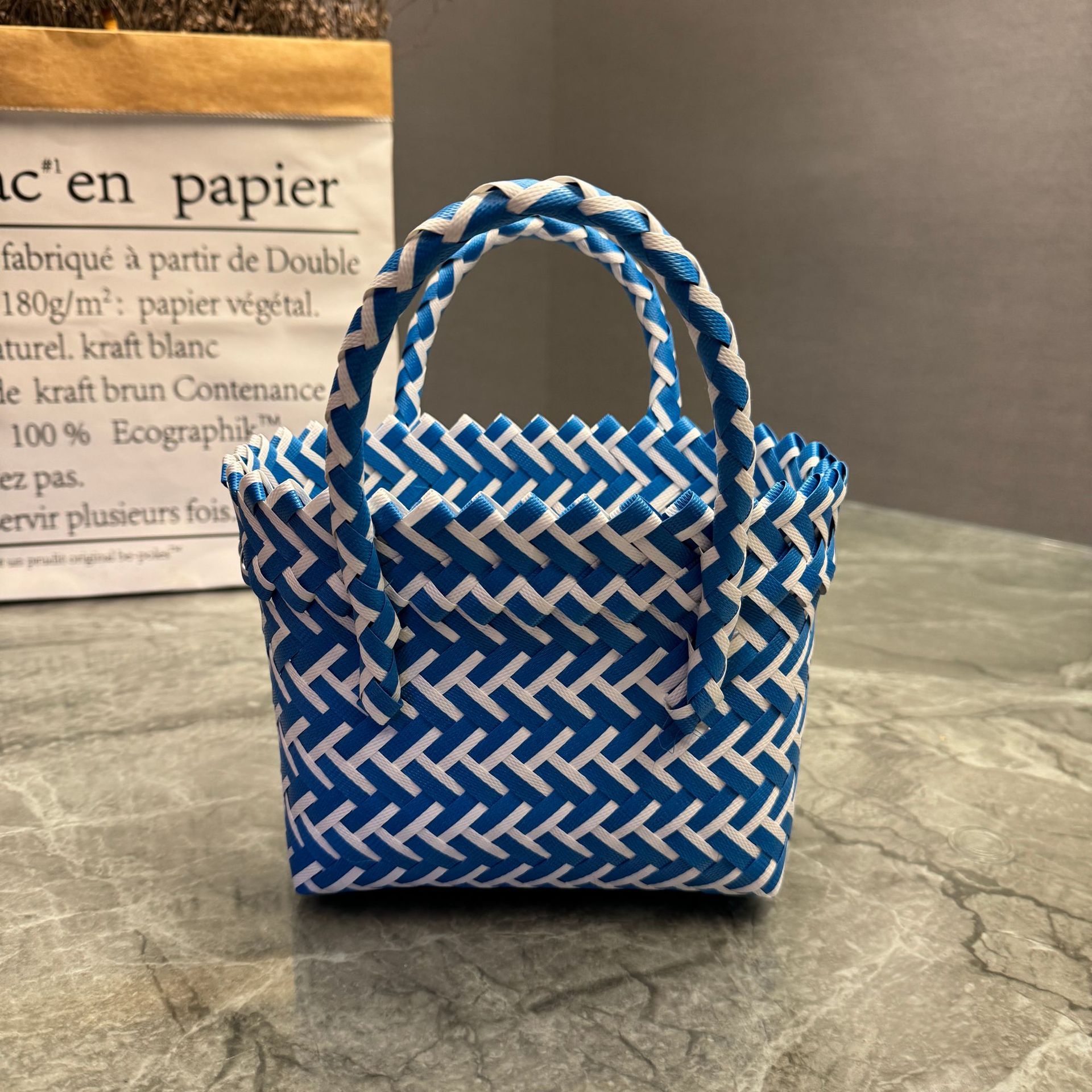 New Plastic Handbag Woven Gift Basket Beach Bag For Women - Image 13