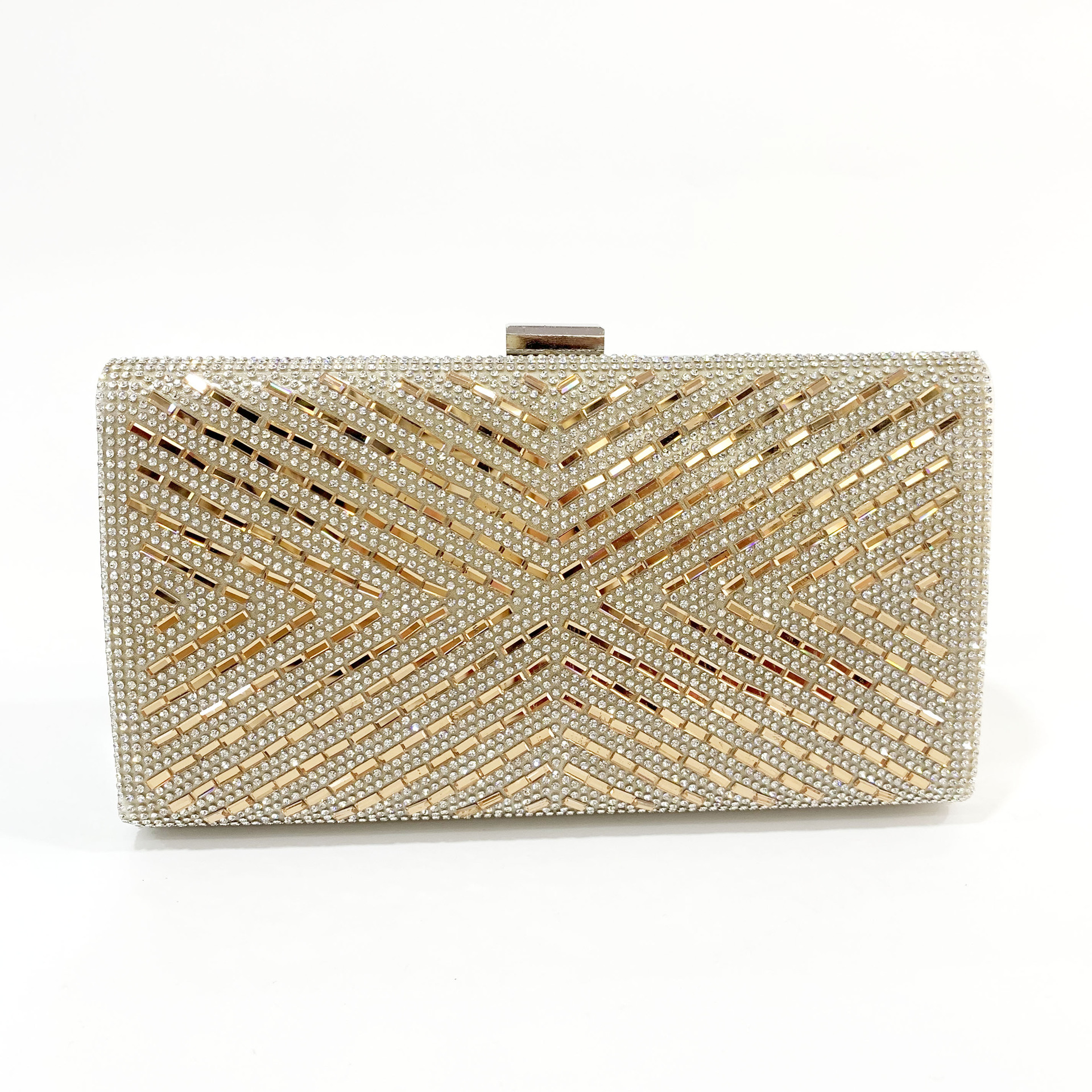 2026 New Evening Bag High-end X-shaped Stripe Rhinestone Clutch Purse - Image 6