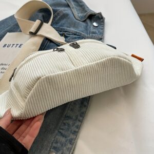 Retro Corduroy Multi Zipper Fanny Pack Unisex Adjustable Strap Casual Street Style Crossbody Chest Waist Sling Bag