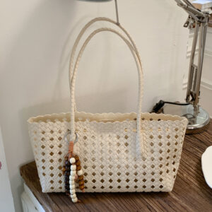 Fashionable Stylish Woven Basket With Hollow Design, High Aesthetic Value, Single-shoulder Tote Bag, Unique And Trendy,