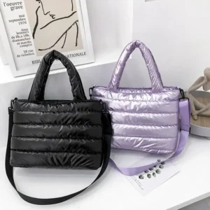 Puffer Tote For Women Quilted Puffy Lightweight Cotton Padded Shoulder Bag Down Padding Crossbody Handbag 241214