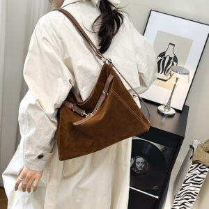 Women Vintage Suede Tote Bag, Large Capacity Multiway Shoulder Crossbody Backpack, Casual Commuter Hobo Handbag