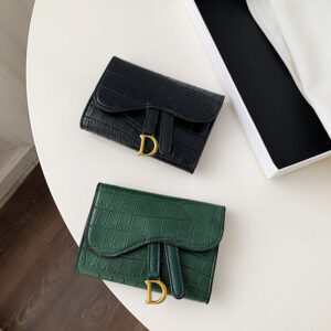 Wallet Women’s Short Alligator Print Embroidered Buckle Coin Purse Three Fold Card Bag Fashion