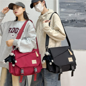 Retro work clothes crossbody female students, large capacity mailman bag for men, one shoulder backpack