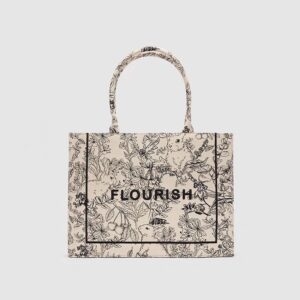 Fashion luxury tote bag cotton linen one shoulder handbag large capacity jacquard embroidery retro exquisite graffiti