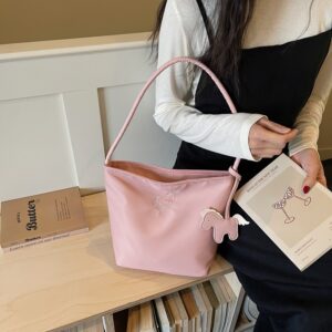 Elegant Embroidered Pony Nylon Fabric Bucket 2026 New Model Simple Solid Color Versatile Summer Shoulder Bag Trendy