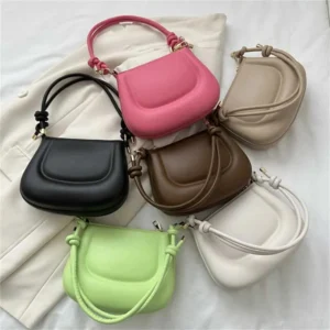 Soft Leather Shoulder Fashionable Personalized WomenS Underarm Armpit Bag Design Girl Casual Candy Color Cross-Body