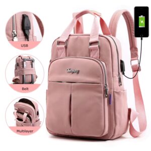 Top-Handle USB Charging Women Large Capacity Casual Travel Rucksack Preppy Student School Bag 14 Inch Laptop Backpack