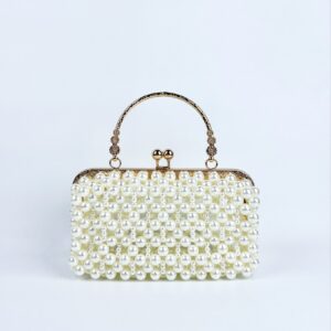 French Style Pearl Fashionable Korean Version Handwoven Fairy Girl Handheld Evening Bag