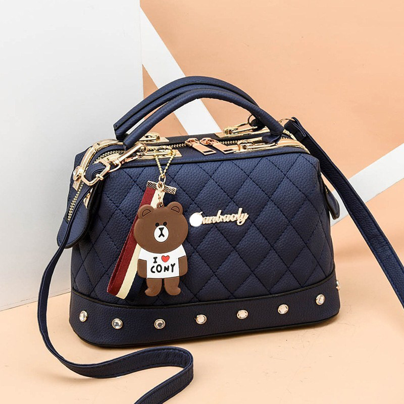 2026 Fashion New Women's Diamond Pattern Style Small Boston Shoulder Bag - Image 4
