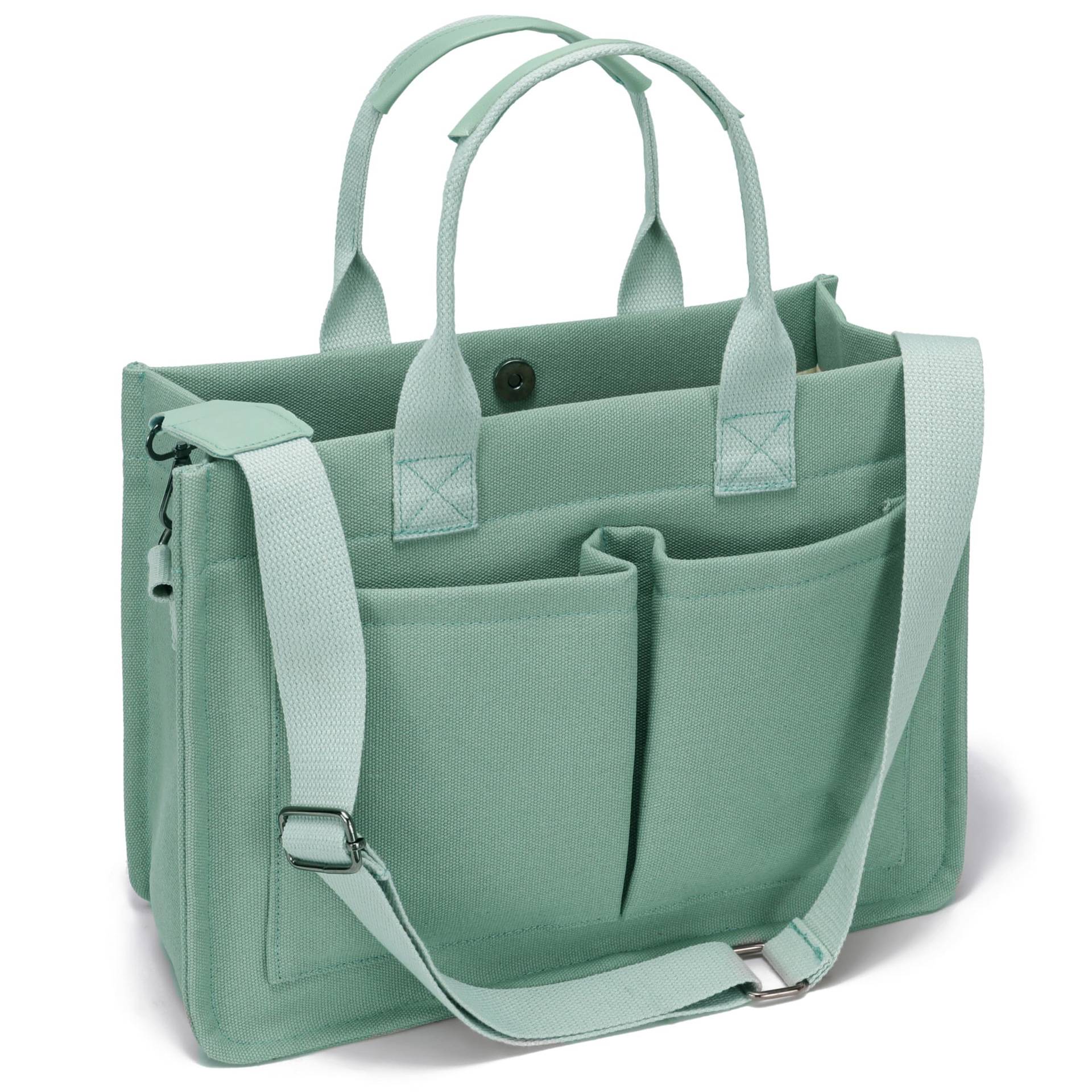 Large Canvas Tote For Women, With Pockets, Laptop Shoulder Bag - Image 5