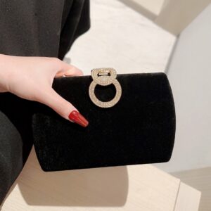 New Water Diamond Button Evening Velvet Banquet Handheld Chain Paired With Qipao Dress Bag