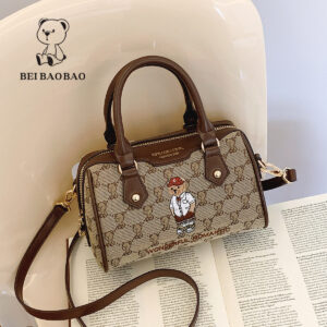 Bags Source Factory Cartoon Bear Shoulder Messenger Women’s Daily Commuter Style Pillow Boston Bag