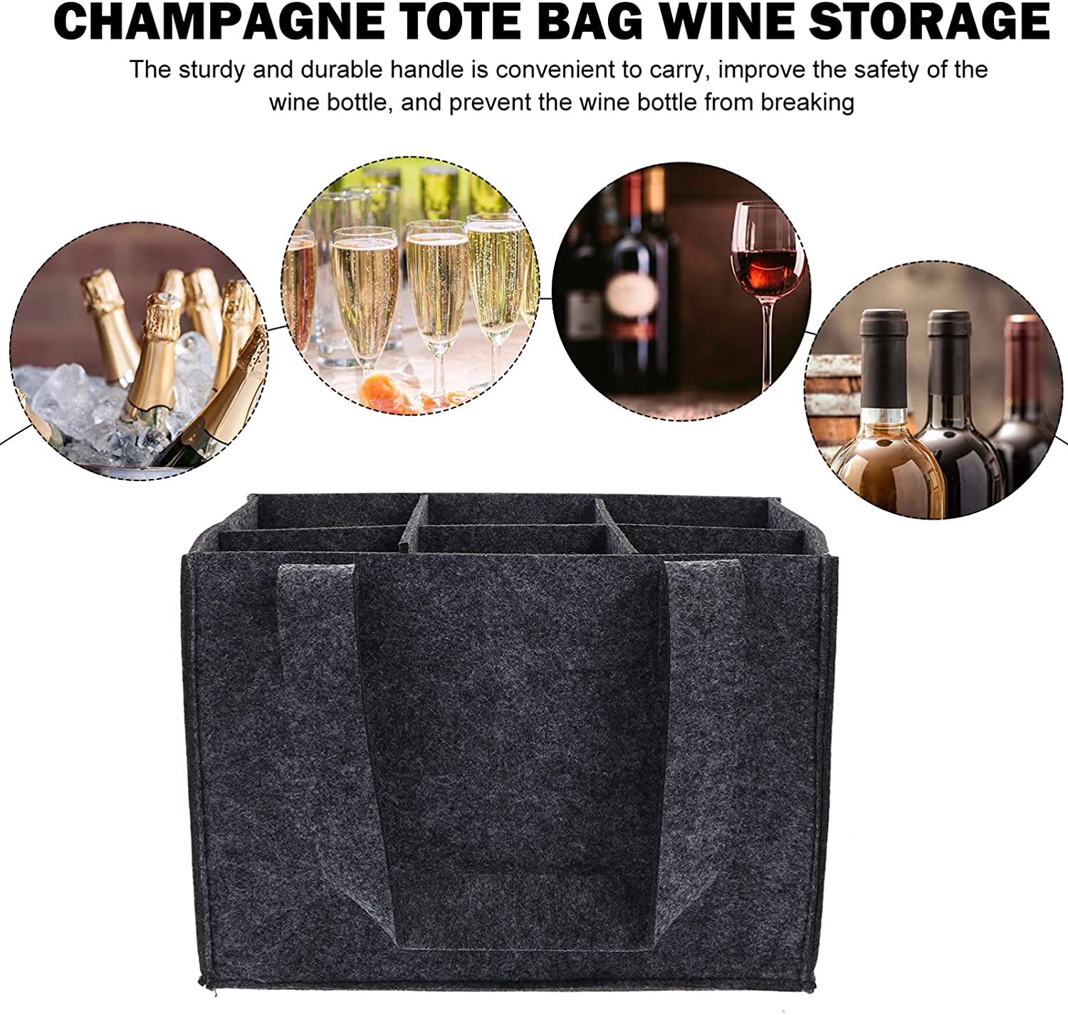 Factory Direct: Non-woven Fabric Carrier Felt Storage Bag, Six-bottle Wine Tote Bag - Image 8