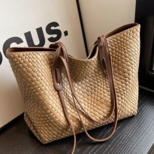 Vintage Diamond Pattern Woven Large Capacity For Women 2026 Autumn/Winter New Fashion Tote Niche Versatile Shoulder Bag