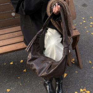 Cross-Border Lazy Style Horn New Retro Niche Single Shoulder Crossbody High-End Pleated Dumpling Bag