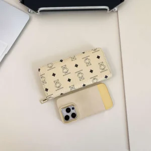 Women’s Wallet New Korean Trend Bear Print Single Zipper Multi-Card Slot Portable Travel Fashion Phone Bag
