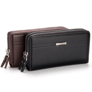 Designer fashion men’s wallet brand Fashion Casual Business double zipper large capacity clutch bag, gift to father