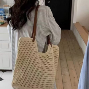 Bags Large Capacity Single Shoulder Cotton Woven New Hollow Mesh Tote Seaside Holiday Beach Women’s Bag