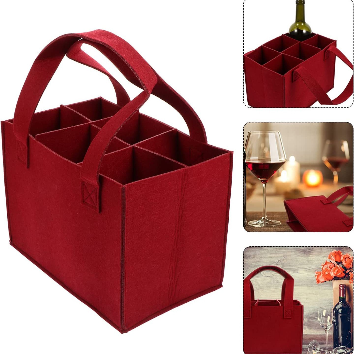 Factory Direct: Non-woven Fabric Carrier Felt Storage Bag, Six-bottle Wine Tote Bag - Image 2