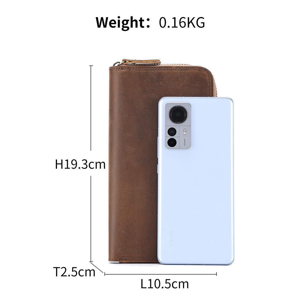 Business retro long rfid large capacity clutch bag Men's leather money clip men's wallet - Image 11