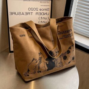 canvas Fashion shoulder tote Student class Tote Denim material large capacity women’s shopping bag