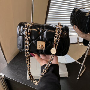 French Oil Wax Leather Single Shoulder For Women 2026 Spring New Quilted Embroidery Small Square Commuter Chain