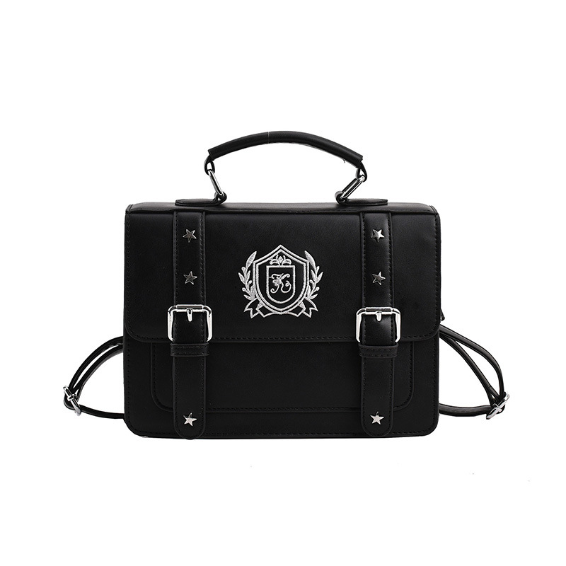Retro Handbag Backpack College Style Uniform PU Large Capacity Single Shoulder Crossbody Square Bag for Women - Image 6