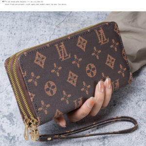 European And American Fashion Double-Layer Zipper Coin Purse, Women’s Wrist Strap Handbag, Mens Womens Bag