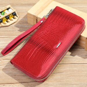 Women’s Genuine Leather Long Zip Wallet With Phone Pocket – Slim Minimalist Clutch Purse For Daily Essentials, Available