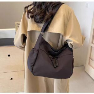 Minimalist Large Capacity Canvas For Women, Casual Versatile Commuter Shoulder Tote College Student Class Crossbody Bag,