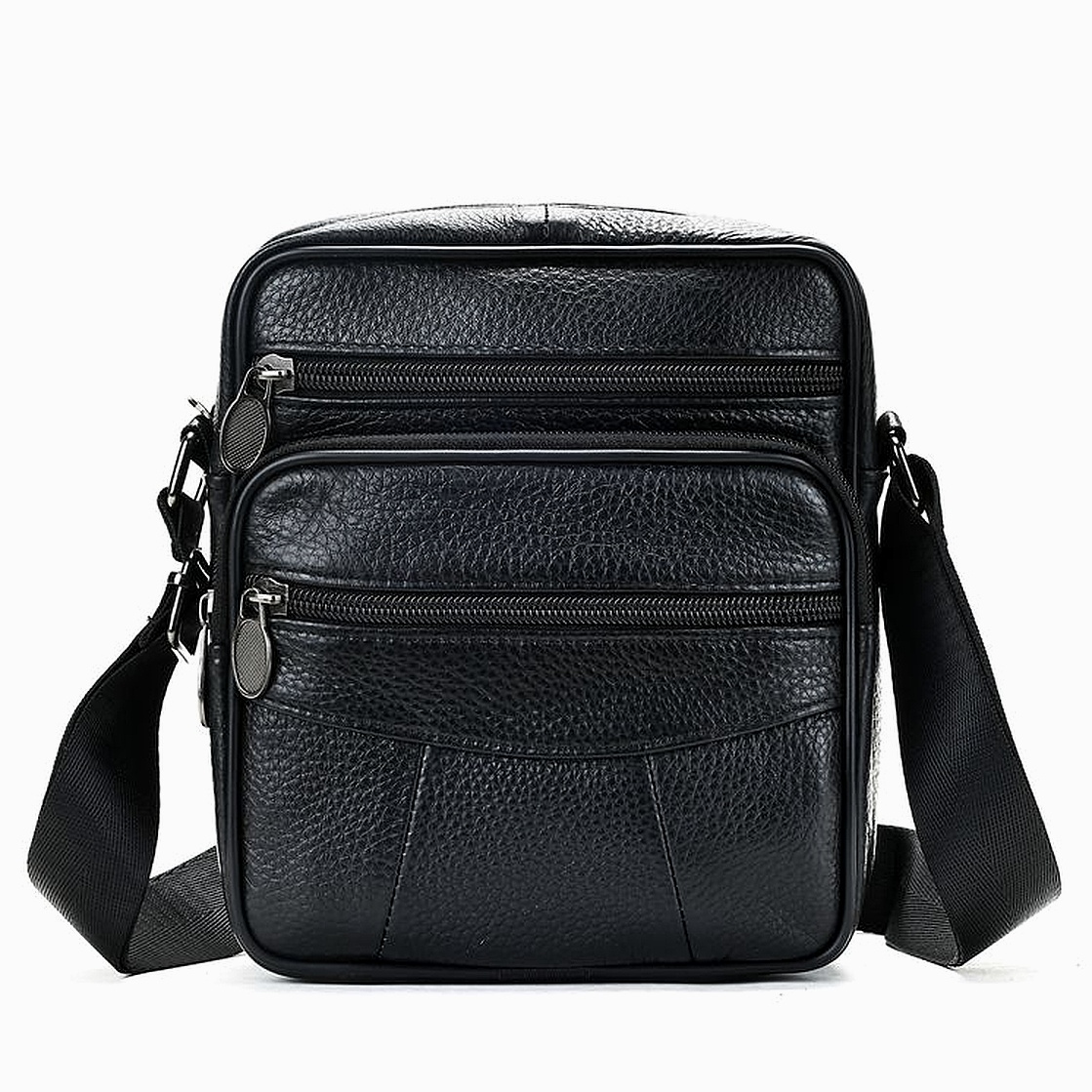 Men's Top Grain Cowhide Crossbody Casual Simple Multi-Pocket Shoulder Bag - Image 5