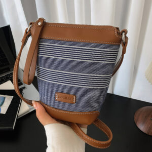 Retro Trendy Compact Phone 2026 New Fashion Casual Versatile Single Shoulder Crossbody Striped Color-Block Bucket Bag