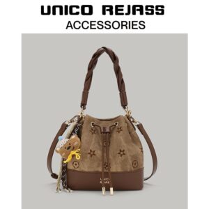 high Quality New Textured Shiny Leather Handbag For Women, Bucket High-end Light Luxury Drawstring Shoulder Crossbody