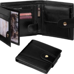 Men’s RFID Anti-theft Genuine Leather Short Design, Top Layer Cowhide, Multi Card Slot Zero Wallet