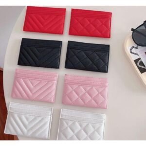 Holder For Women, Compact Quilted Chanel Style Caviar Clip, Coin Purse, Card Case, European And American Foreign Trade