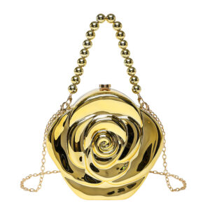 New Fashion Rose Flower Evening Hot-Selling Single Shoulder Box Coin Purse Lipstick Handheld Chain Crossbody Bag
