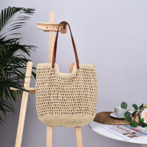 2026 hand-woven straw woven hollow Internet celebrity cross-border hot selling hot-selling hand-held shoulder tote linen