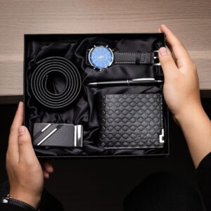 Men’s Premium Business Gift Set With Watch, Wallet, Belt, Pen Elegant Box – Stylish And Practical Accessories For