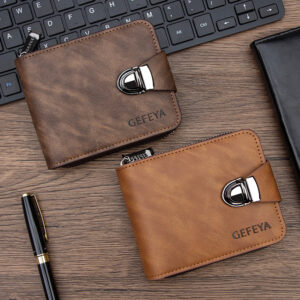 New Fashion Lock Short Loose-leaf Chain Wallet Three-fold Hinge Men’s Broken Silver Change Bag