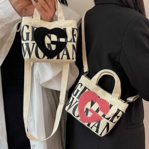 Thailand Gentle Woman Towel Embroidered Plush Cute Canvas 2026 New Model Letter Heart Shoulder Bag